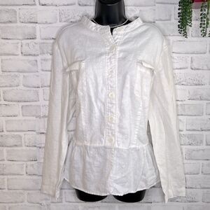 Vintage Bridgewater Studio 100% Linen White Button Down Jacket Shirt 22W 22